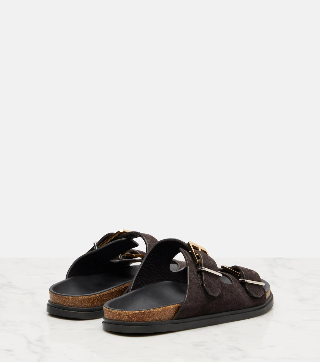 The Row - Buckle suede slides