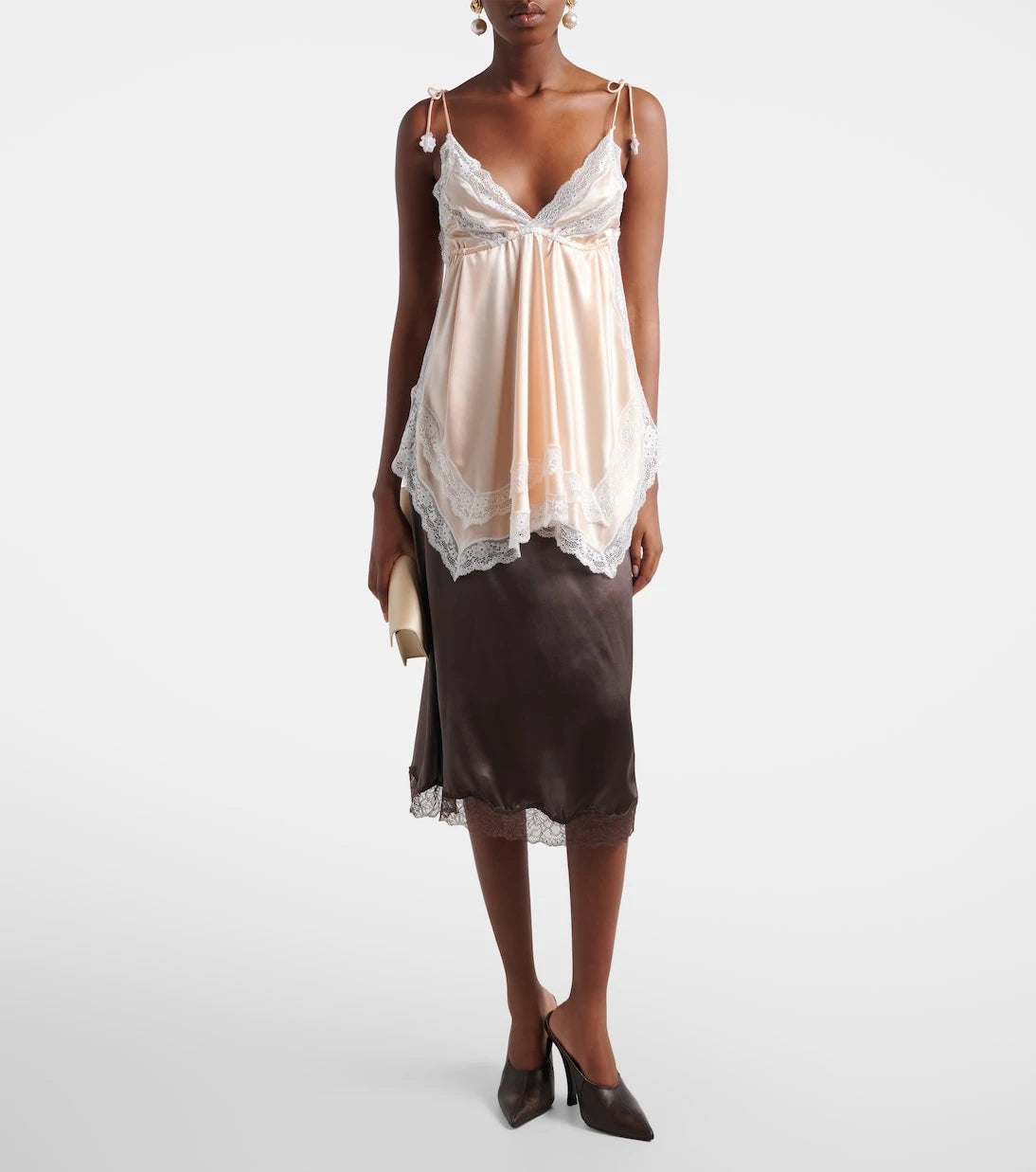 Magda Butrym - Lace-trimmed silk satin camisole