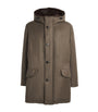 Yves Salomon Brown Wool-Silk Down Mink-Trim Parka