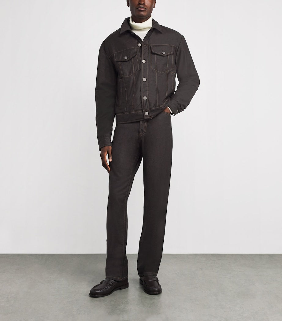 Virgin Wool Denim-Effect Trousers