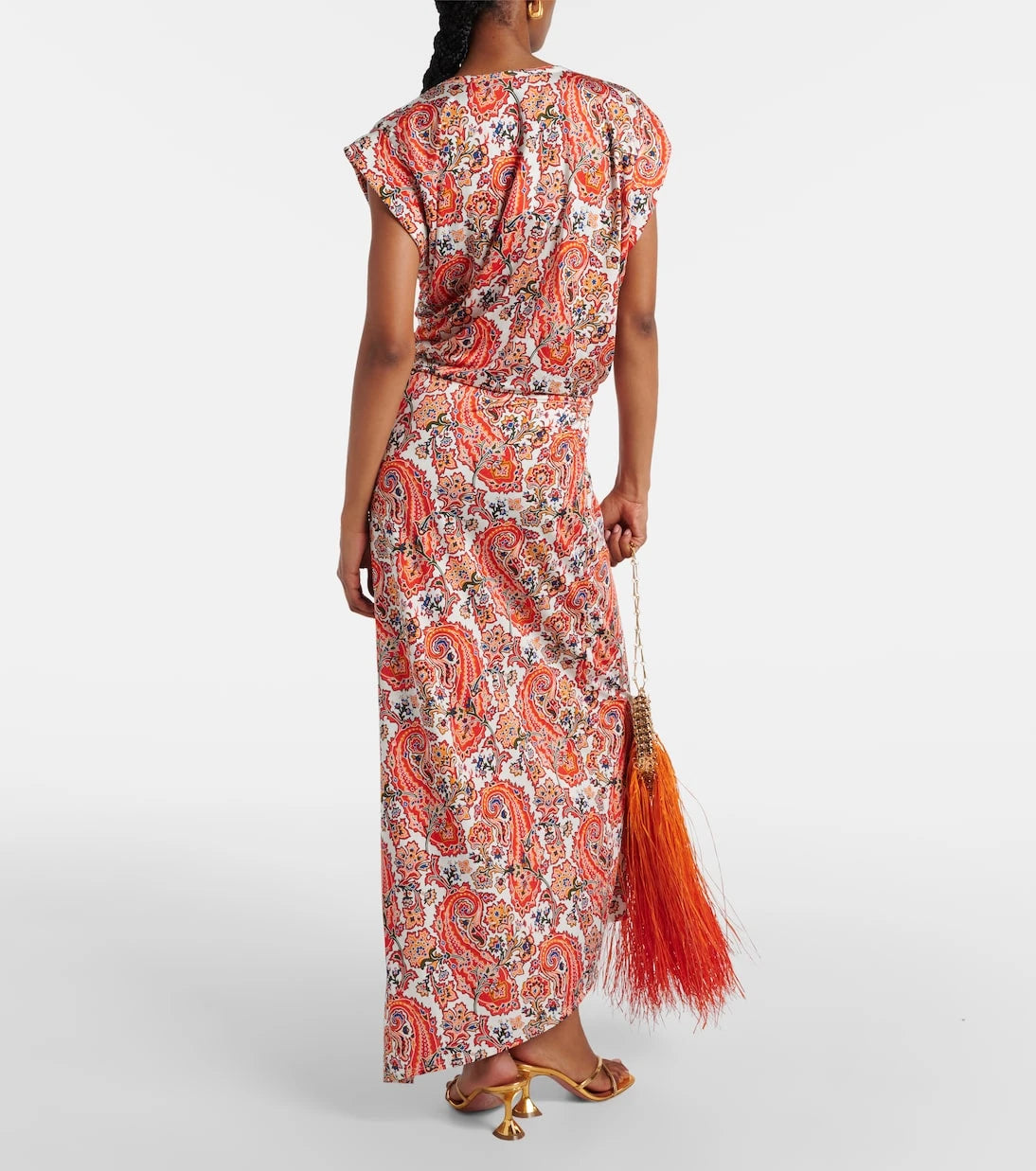 Rabanne - Gathered paisley jersey midi dress