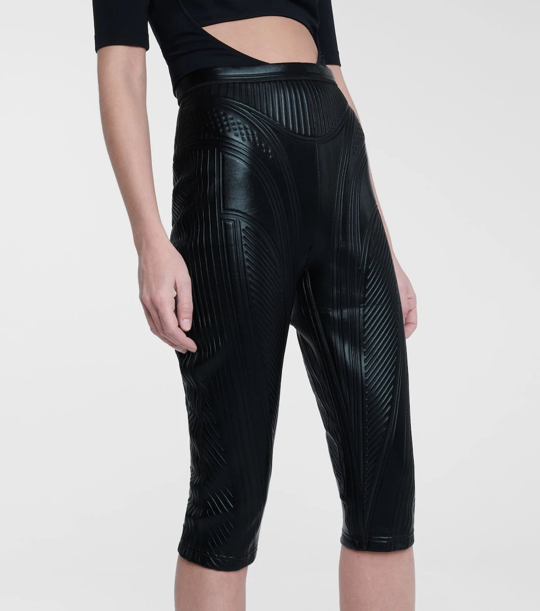 Mugler - Embossed scuba biker shorts