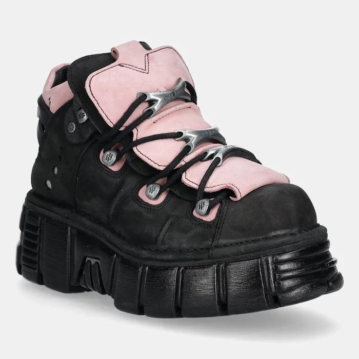 Nubuk New Rock Nobuck Negro + Nobuck Rosa + Tower Negro Lateral