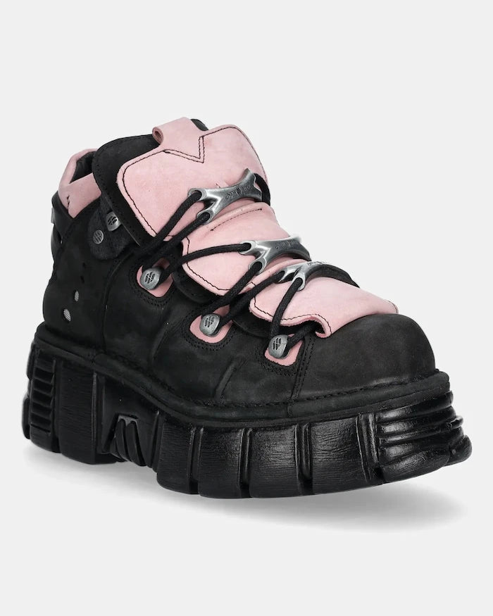Маратонки от набук New Rock Nobuck Negro + Nobuck Rosa + Tower Negro Lateral