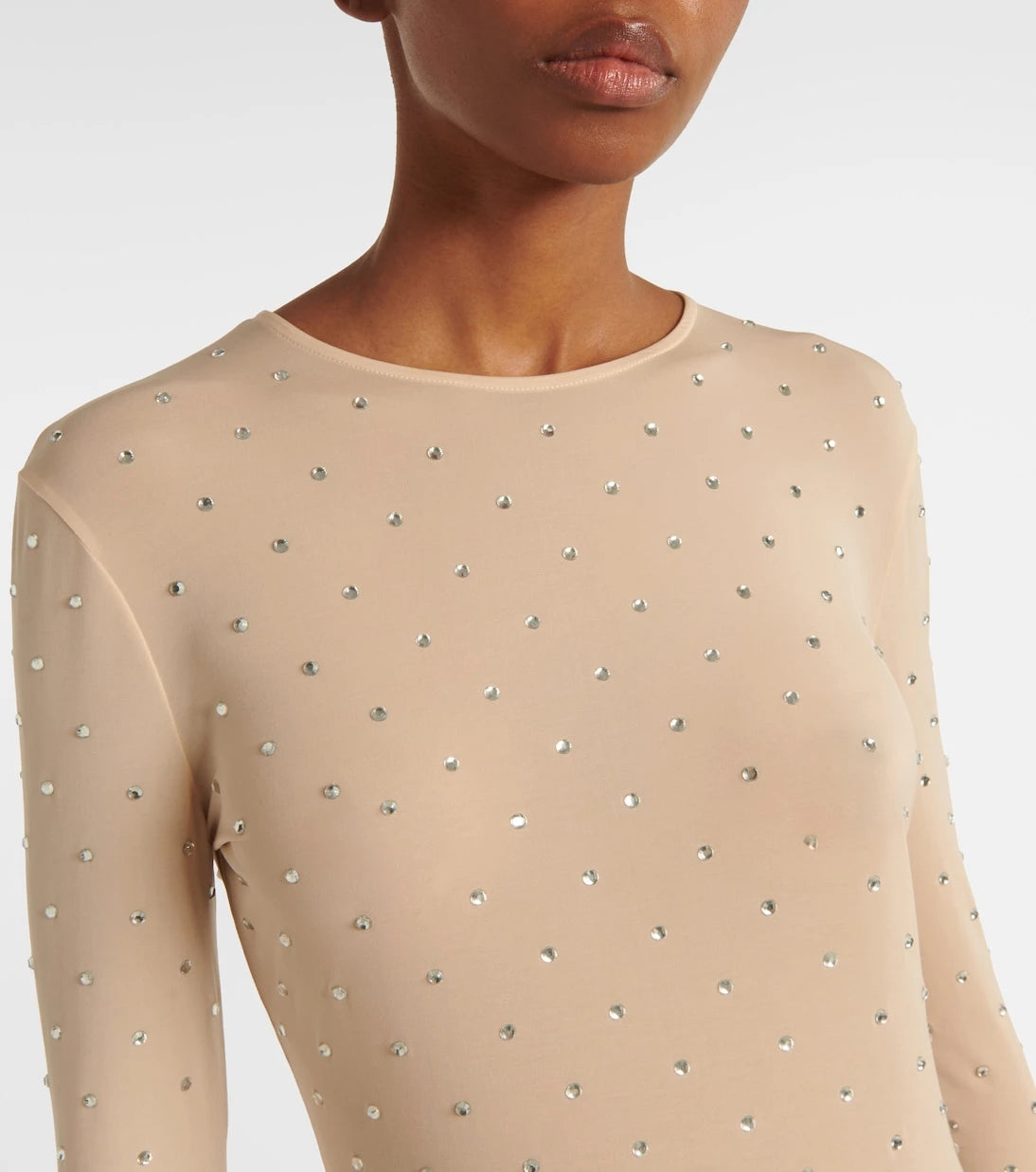 Rabanne - Crystal-embellished semi-sheer top