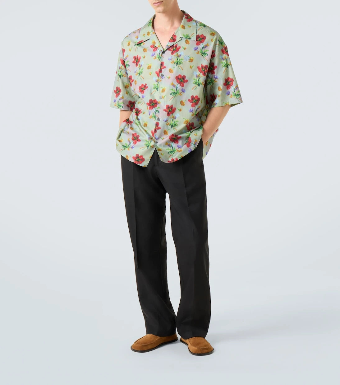 Loewe - Floral cotton and silk twill bowling shirt