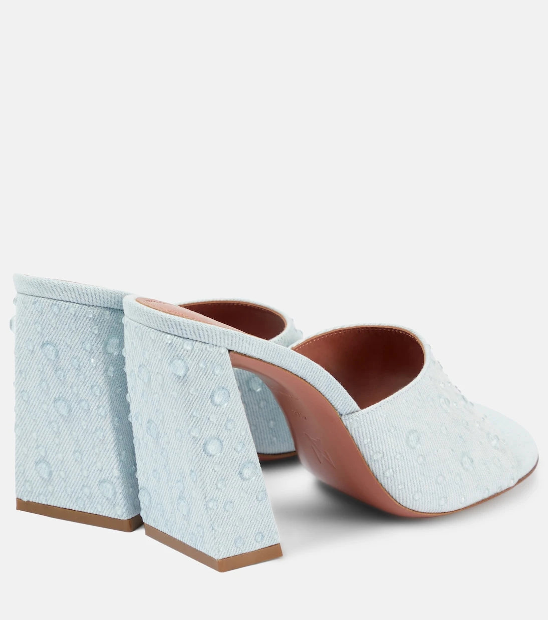 Amina Muaddi - Brigitte 95 denim and leather mules