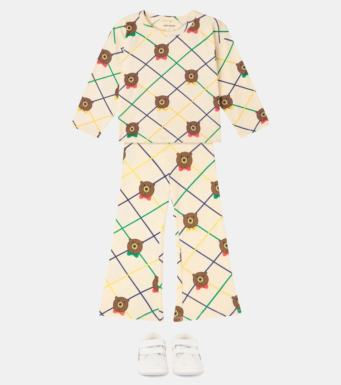 Mini Rodini - Bear Check cotton-blend jersey T-shirt