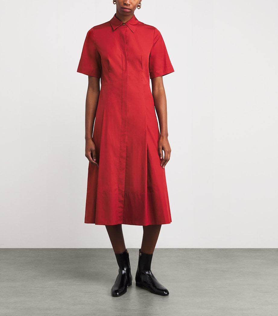 Vince Red Cotton Shirt Midi Dress
