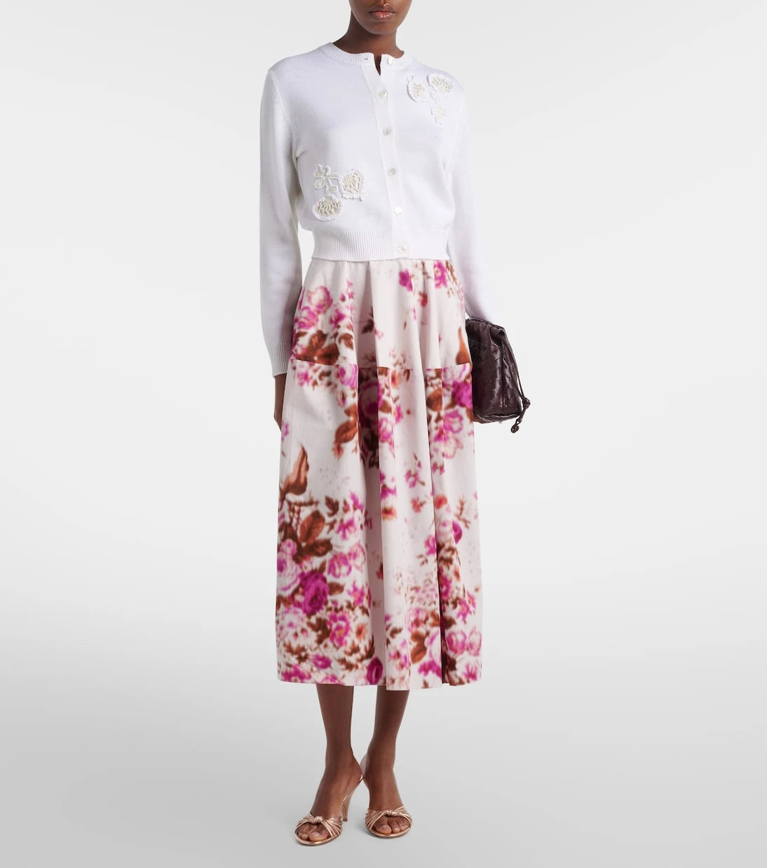 Erdem - Floral cotton poplin midi skirt