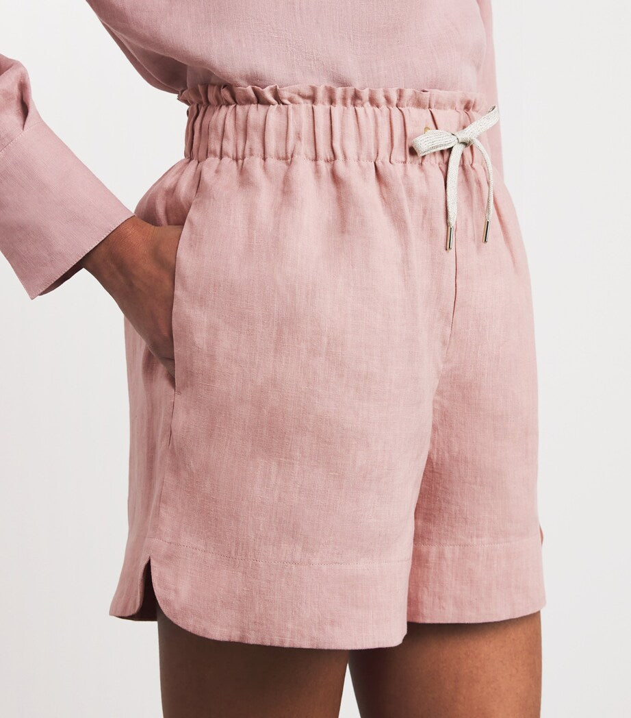 Neutral Linen Drawstring Shorts