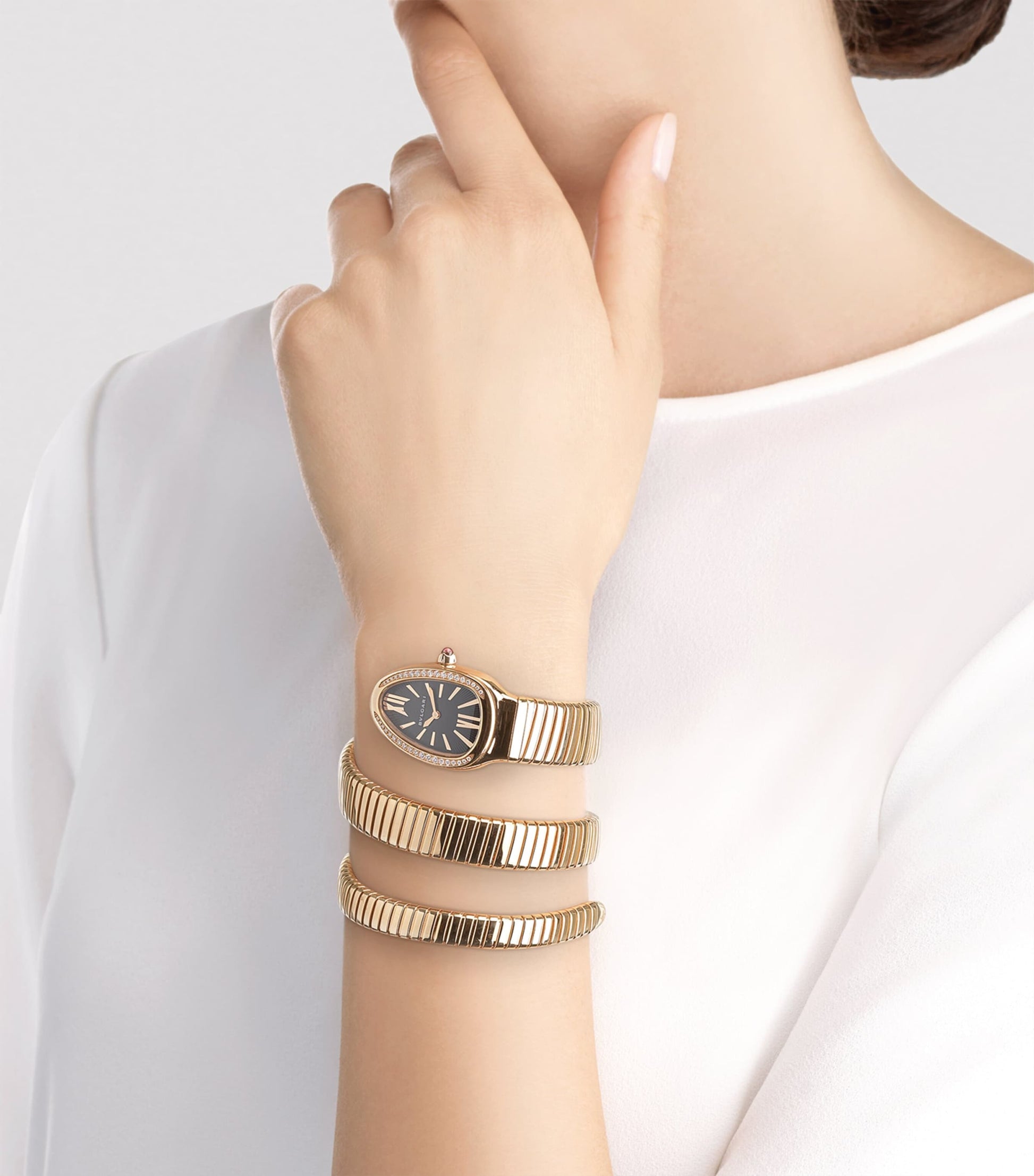 Bvlgari Rose Gold and Diamond Serpenti Tubogas Watch 35mm