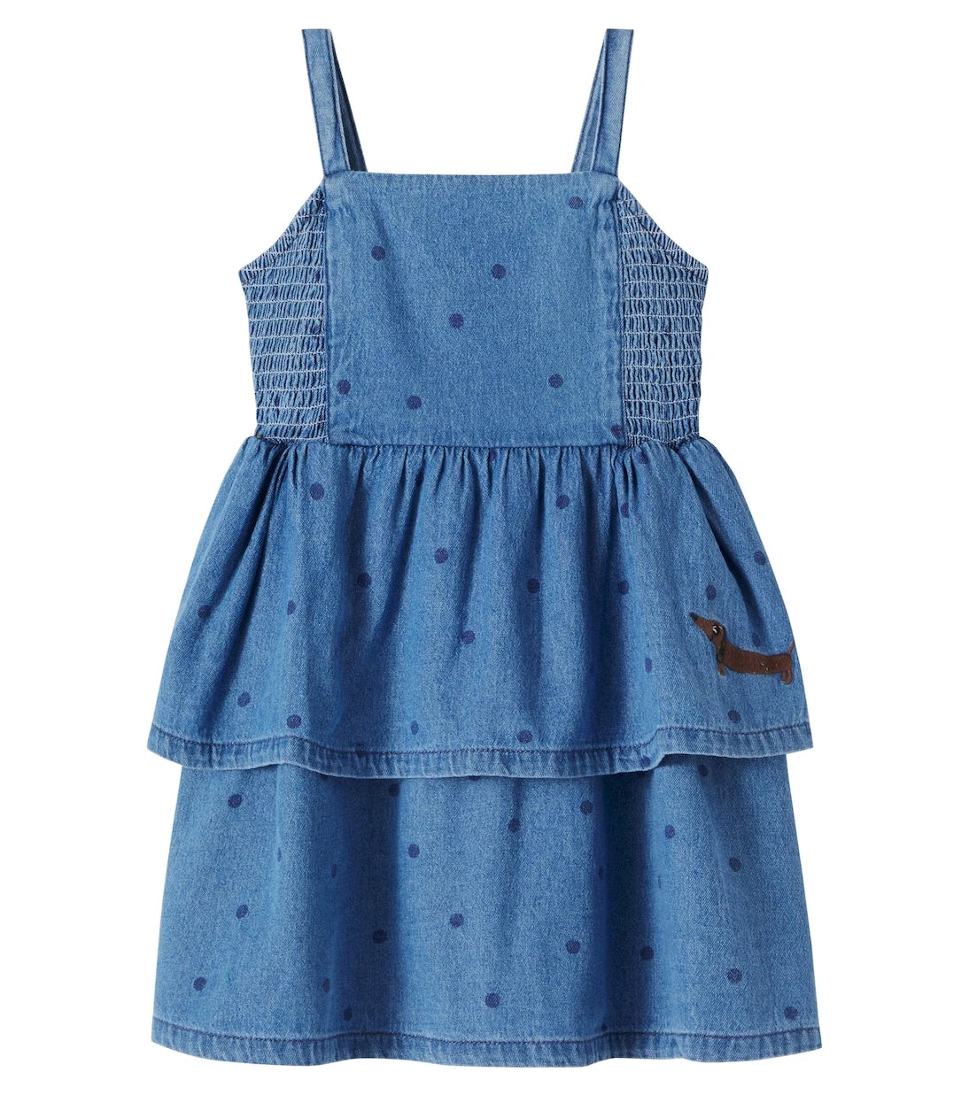 Mini Rodini - Polka-dot embroidered denim dress