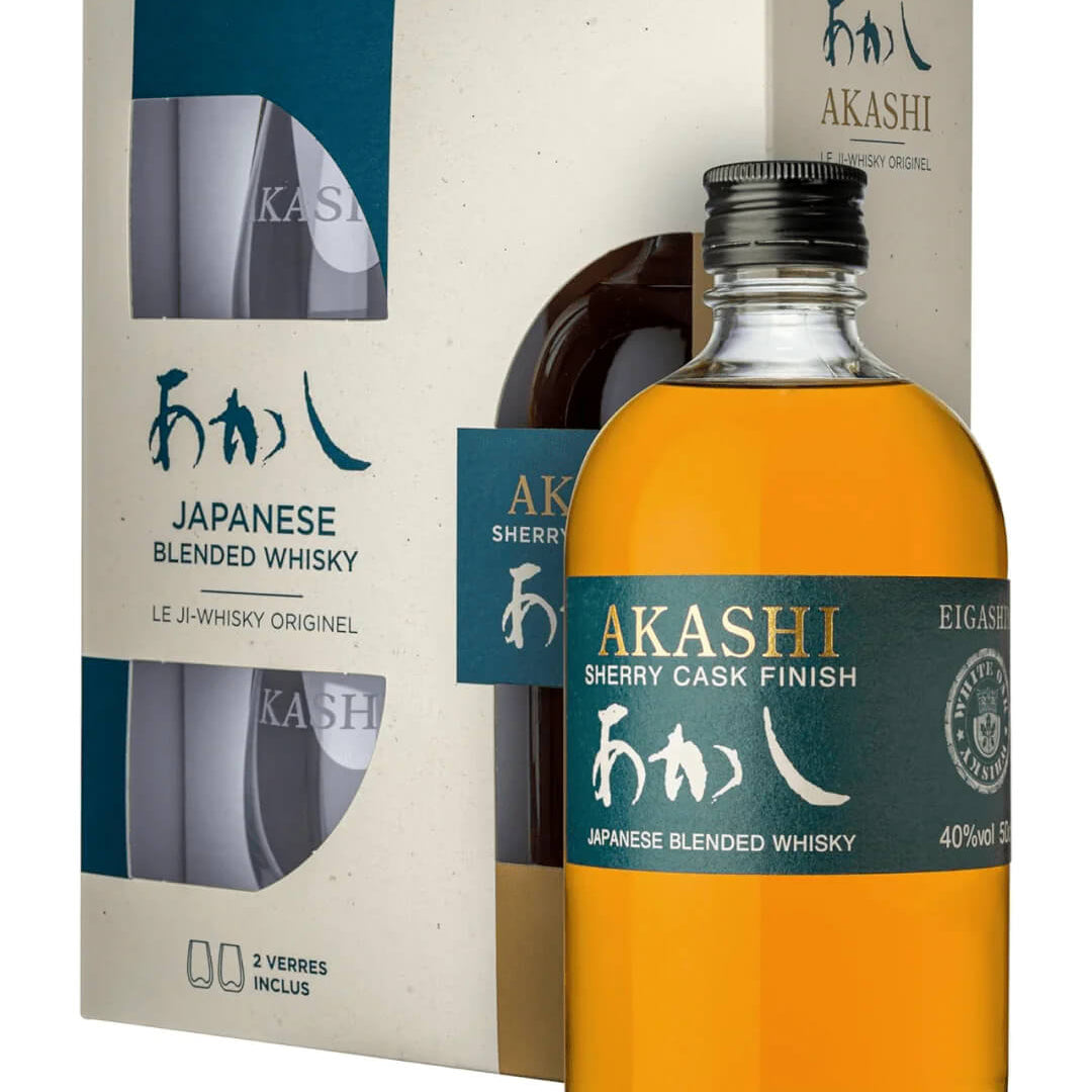 Akashi Japanese Blended Sherry Cask Glass Gift Set, 50 cl