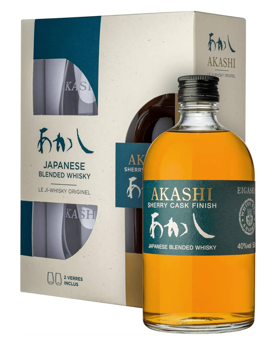 Akashi Japanese Blended Sherry Cask Glass Gift Set, 50 cl