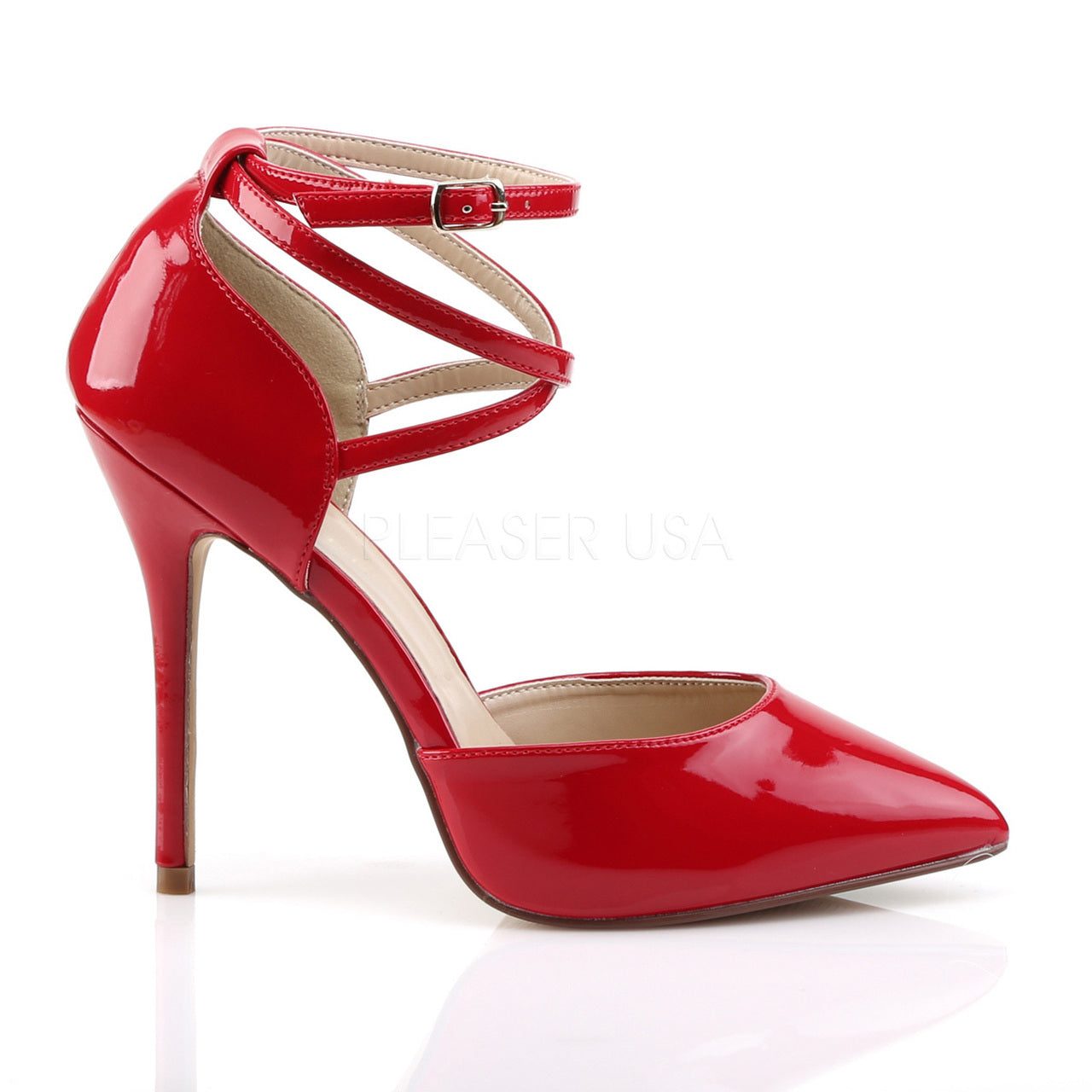 5" Stiletto Red W- Hidden Platform D'Orsay Pump*