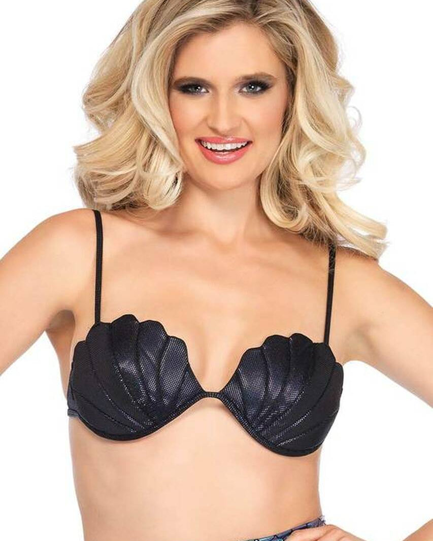 Black Mermaid Shell Bra Top