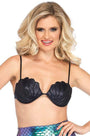 Black Mermaid Shell Bra Top
