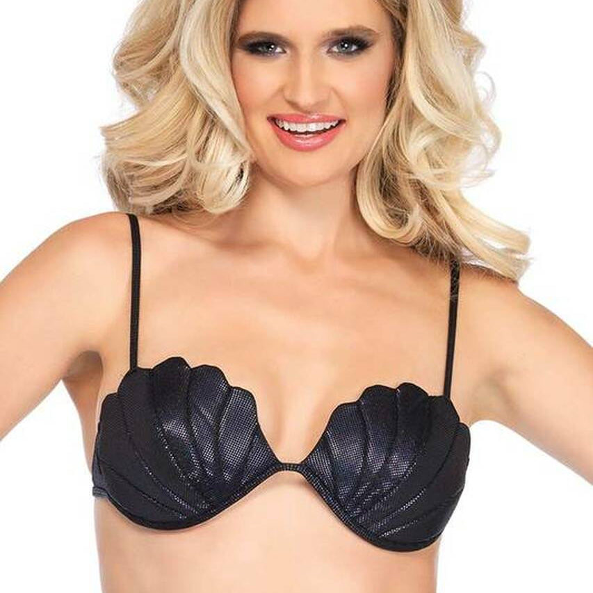 Black Mermaid Shell Bra Top