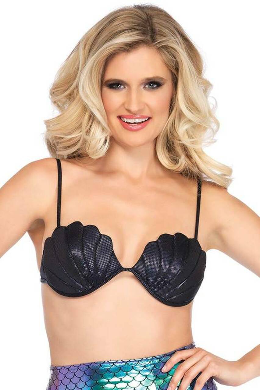 Black Mermaid Shell Bra Top