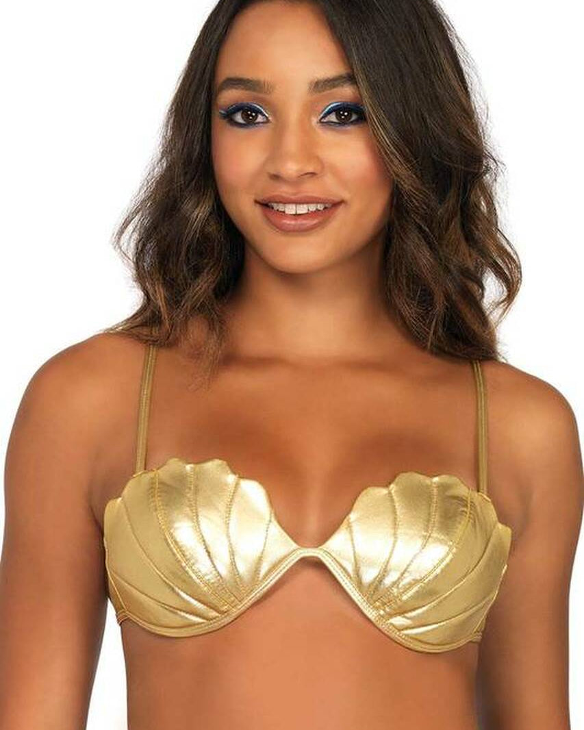 Black Mermaid Shell Bra Top