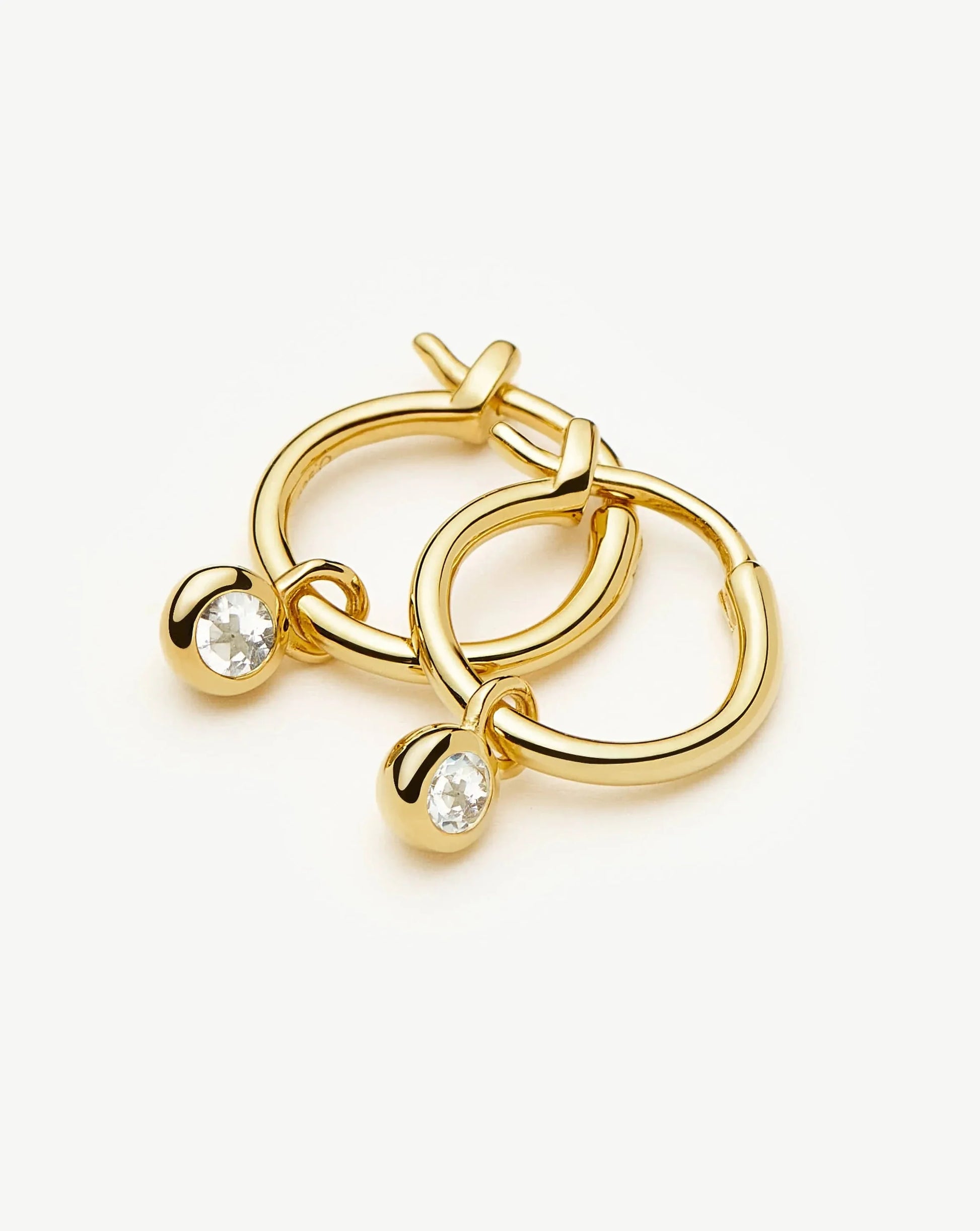 April Birthstone Mini Charm Hoop Earrings | 18ct Gold Vermeil/Crystal Earrings Missoma 