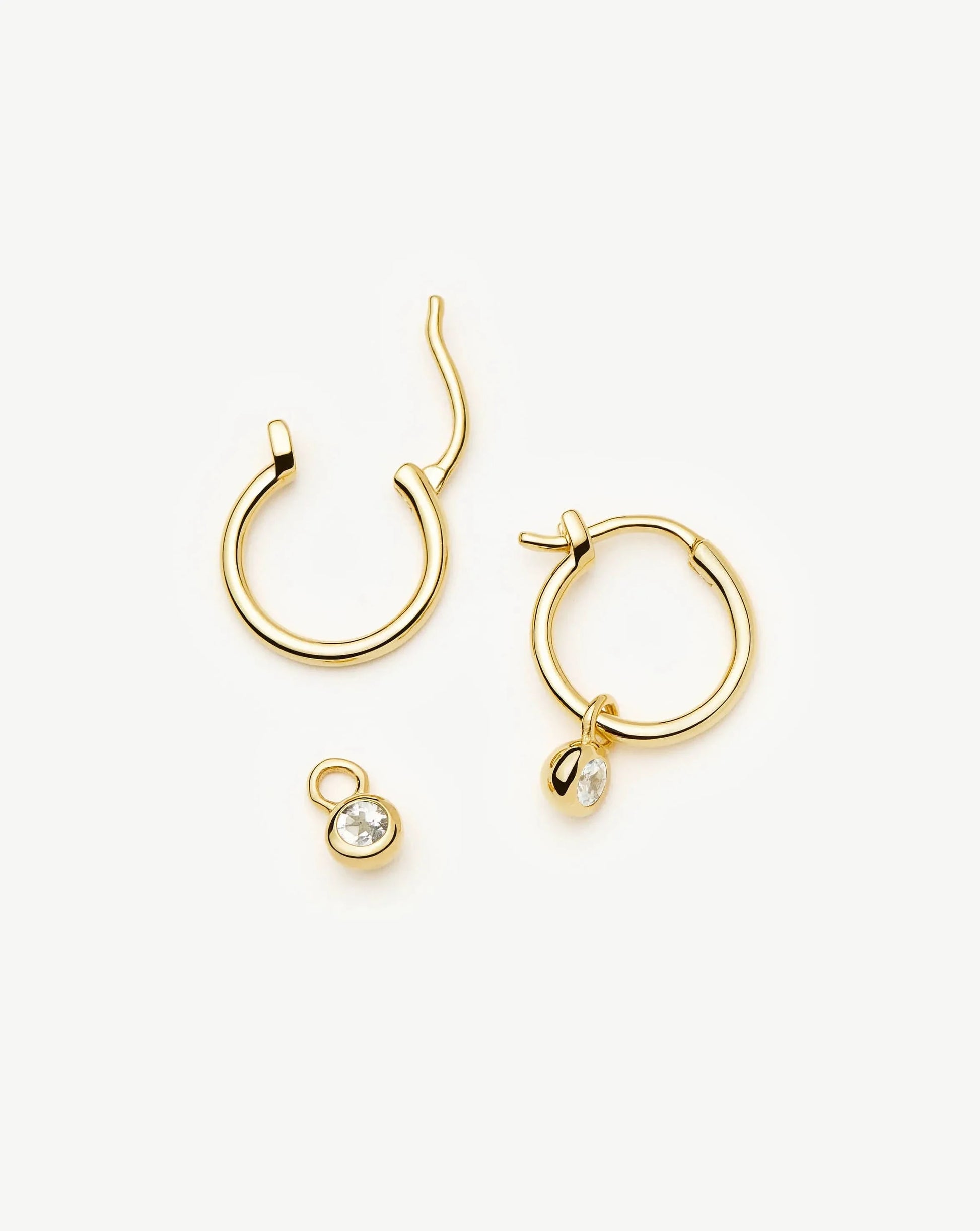 April Birthstone Mini Charm Hoop Earrings | 18ct Gold Vermeil/Crystal Earrings Missoma 