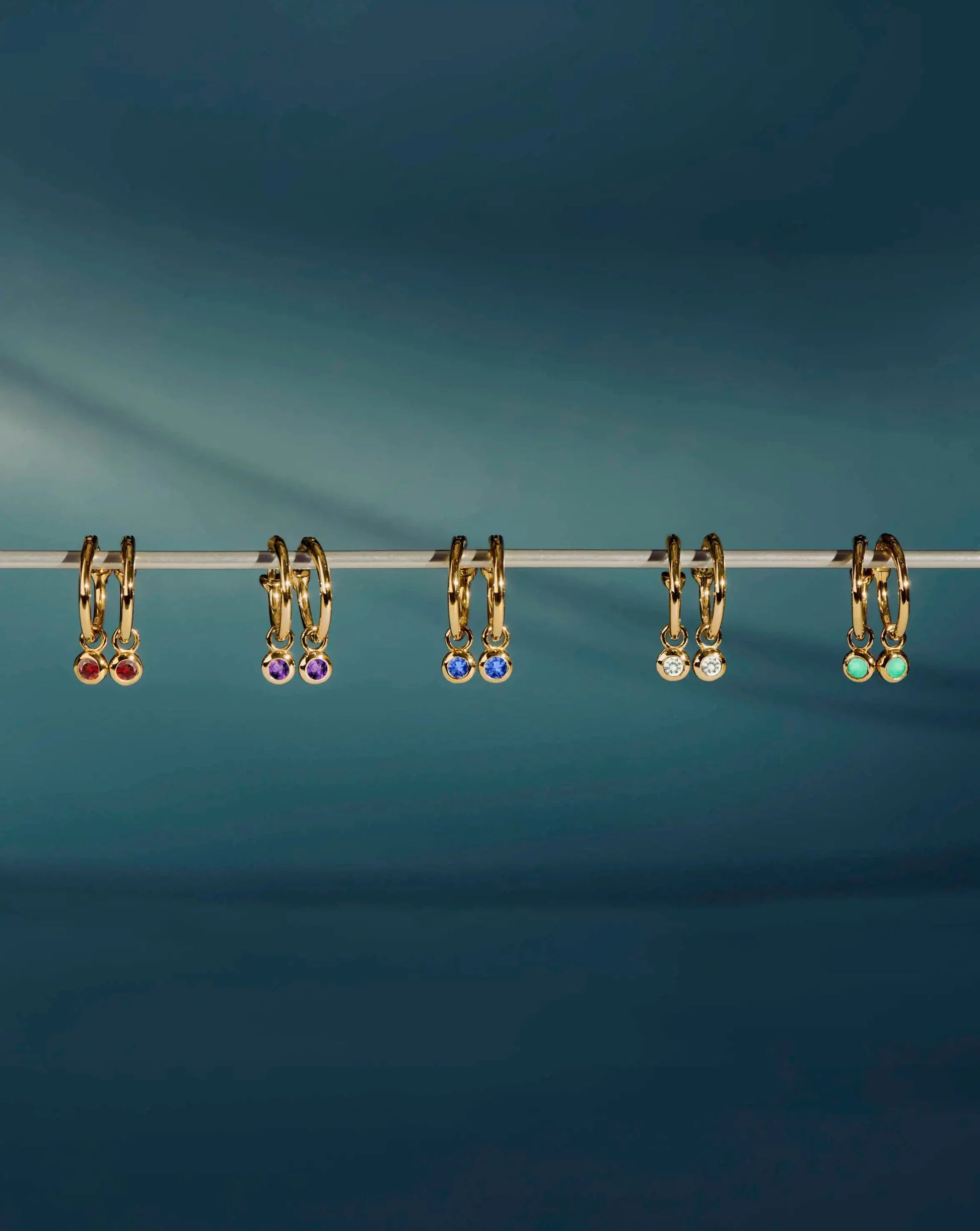 April Birthstone Mini Charm Hoop Earrings | 18ct Gold Vermeil/Crystal Earrings Missoma 