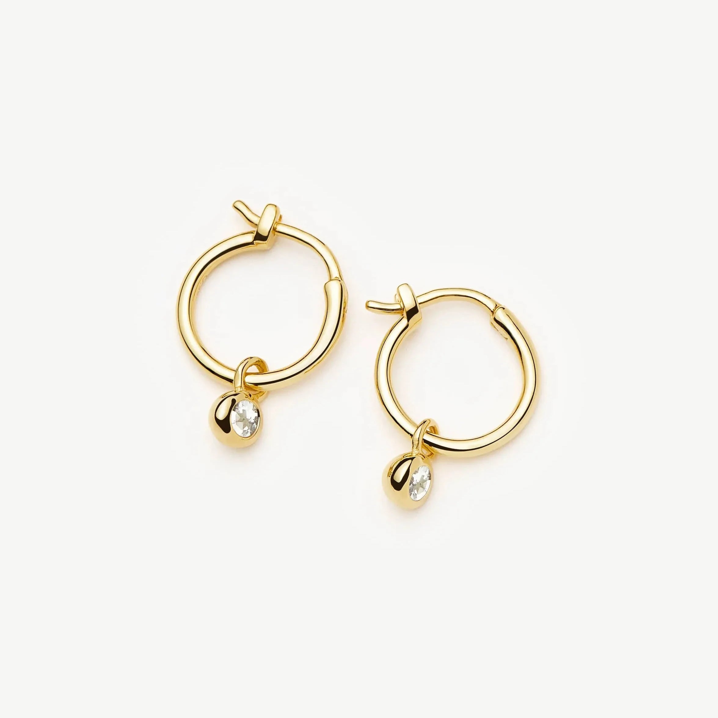 April Birthstone Mini Charm Hoop Earrings | 18ct Gold Vermeil/Crystal Earrings Missoma 