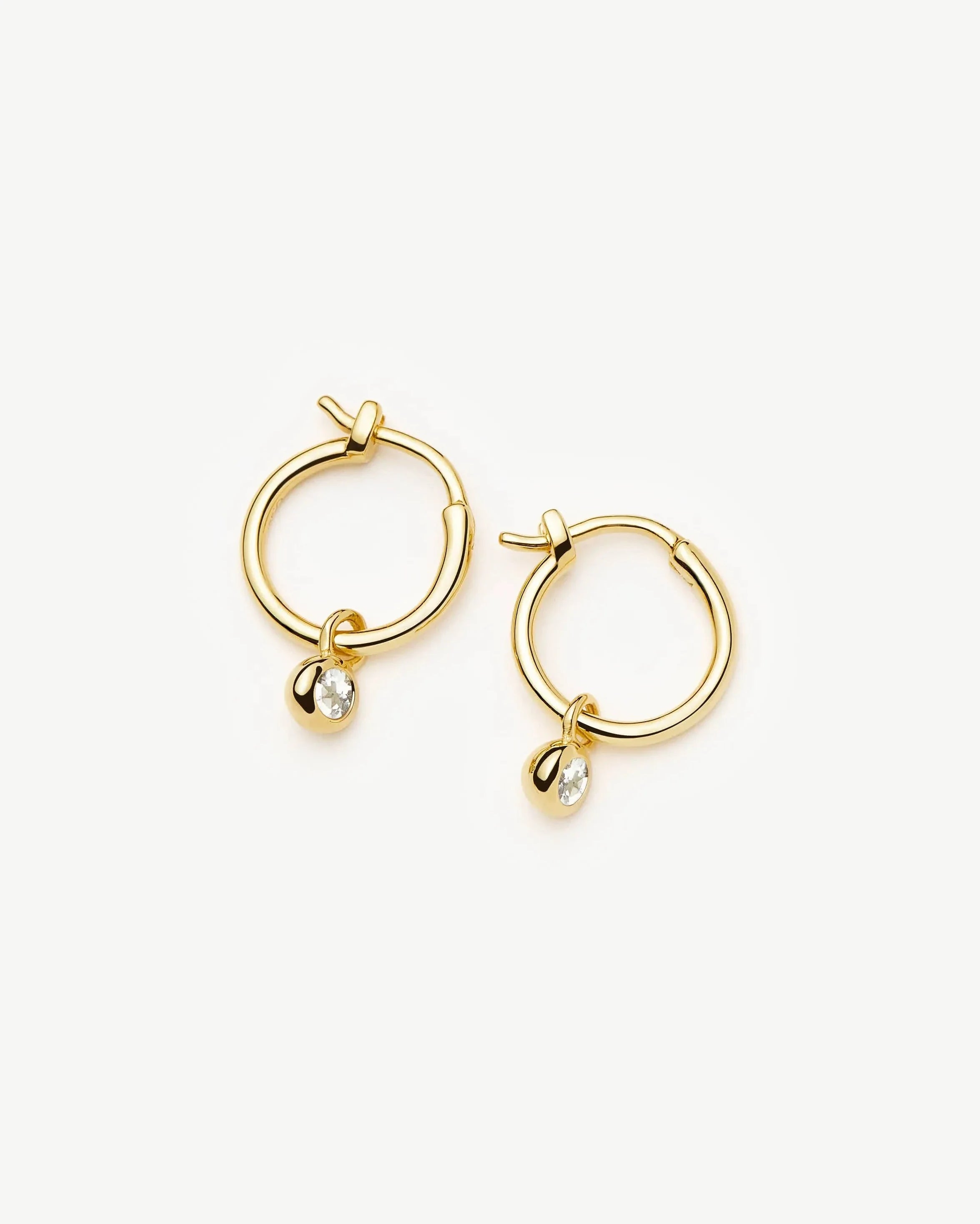 April Birthstone Mini Charm Hoop Earrings | 18ct Gold Vermeil/Crystal Earrings Missoma 