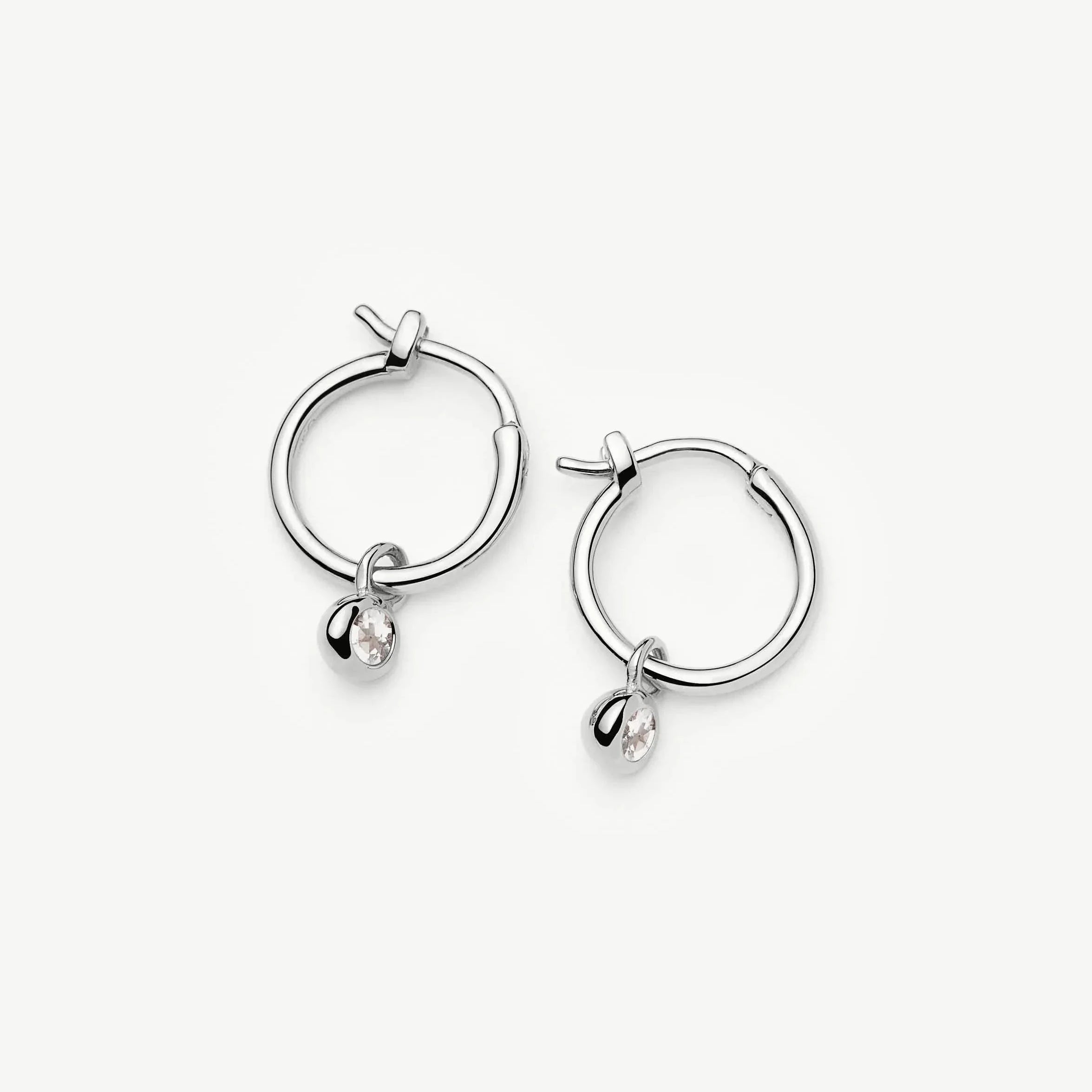 April Birthstone Mini Charm Hoop Earrings | Sterling Silver/Crystal Earrings Missoma 