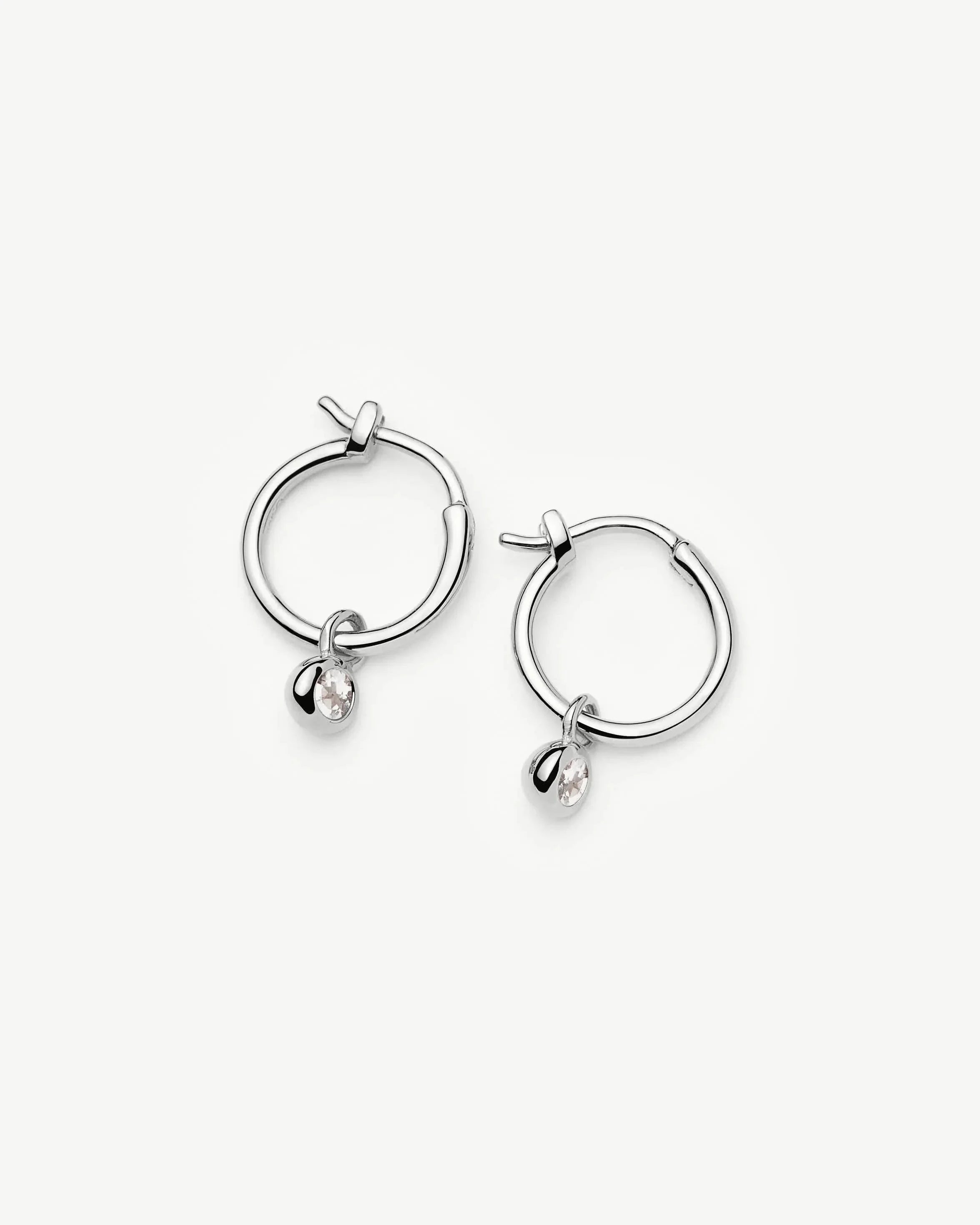 April Birthstone Mini Charm Hoop Earrings | Sterling Silver/Crystal Earrings Missoma 