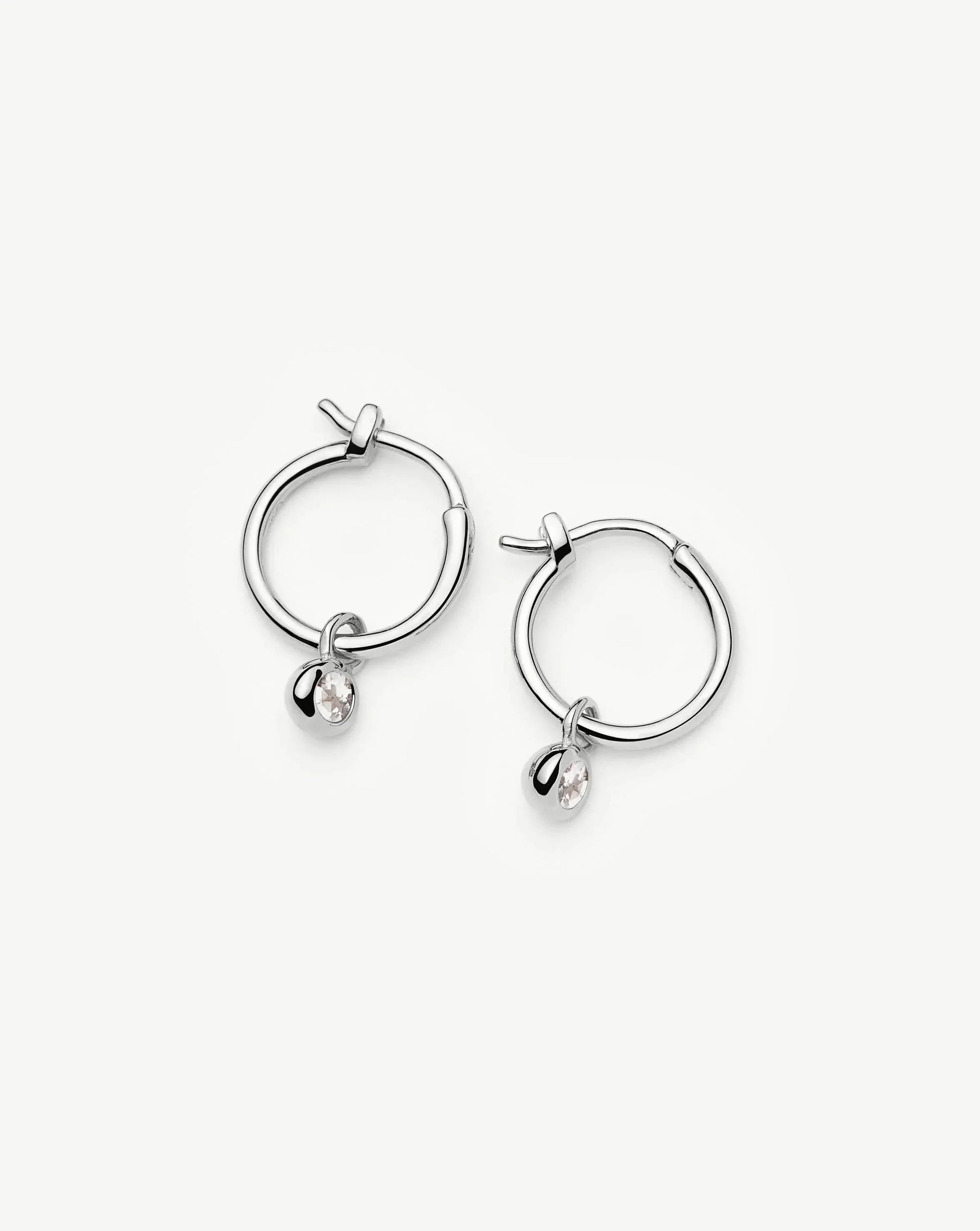 April Birthstone Mini Charm Hoop Earrings | Sterling Silver/Crystal Earrings Missoma 