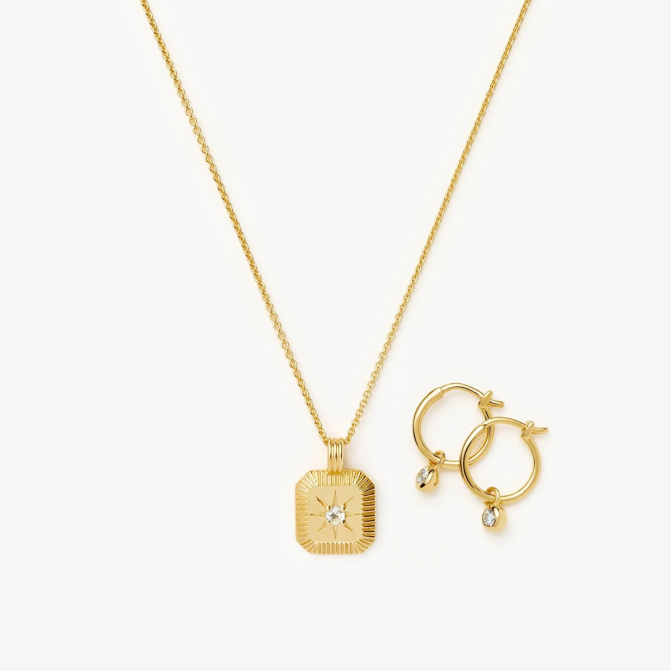 April Birthstone Necklace & Charm Earrings Set | 18ct Gold Vermeil/Crystal Necklaces Missoma 