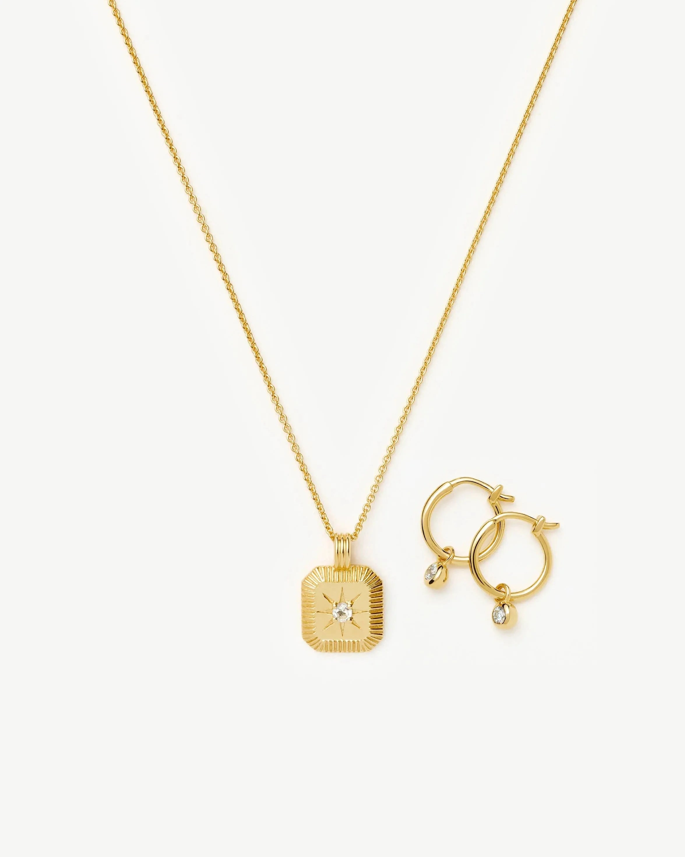 April Birthstone Necklace & Charm Earrings Set | 18ct Gold Vermeil/Crystal Necklaces Missoma 