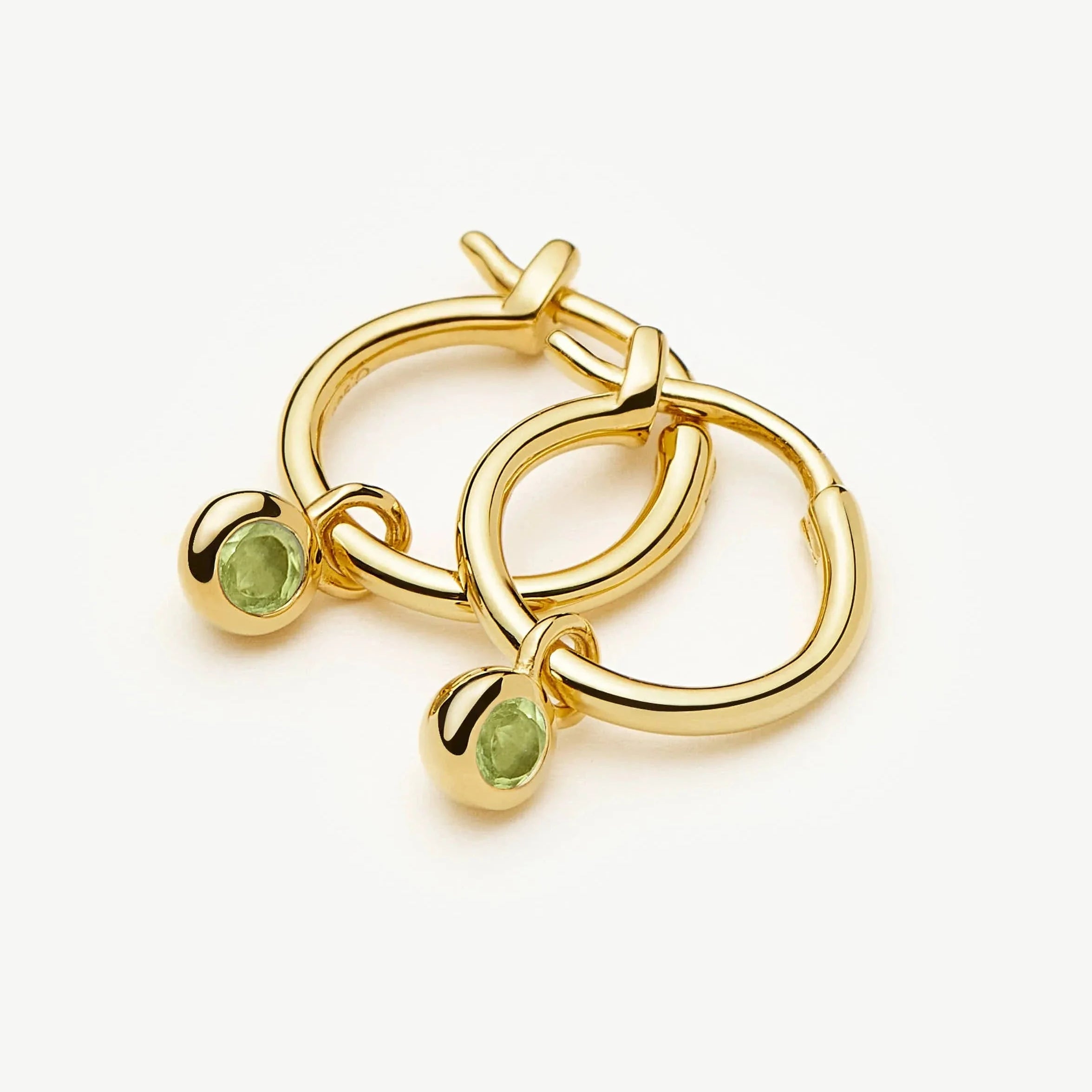 August Birthstone Mini Charm Hoop Earrings | 18ct Gold Vermeil/Peridot Earrings Missoma 