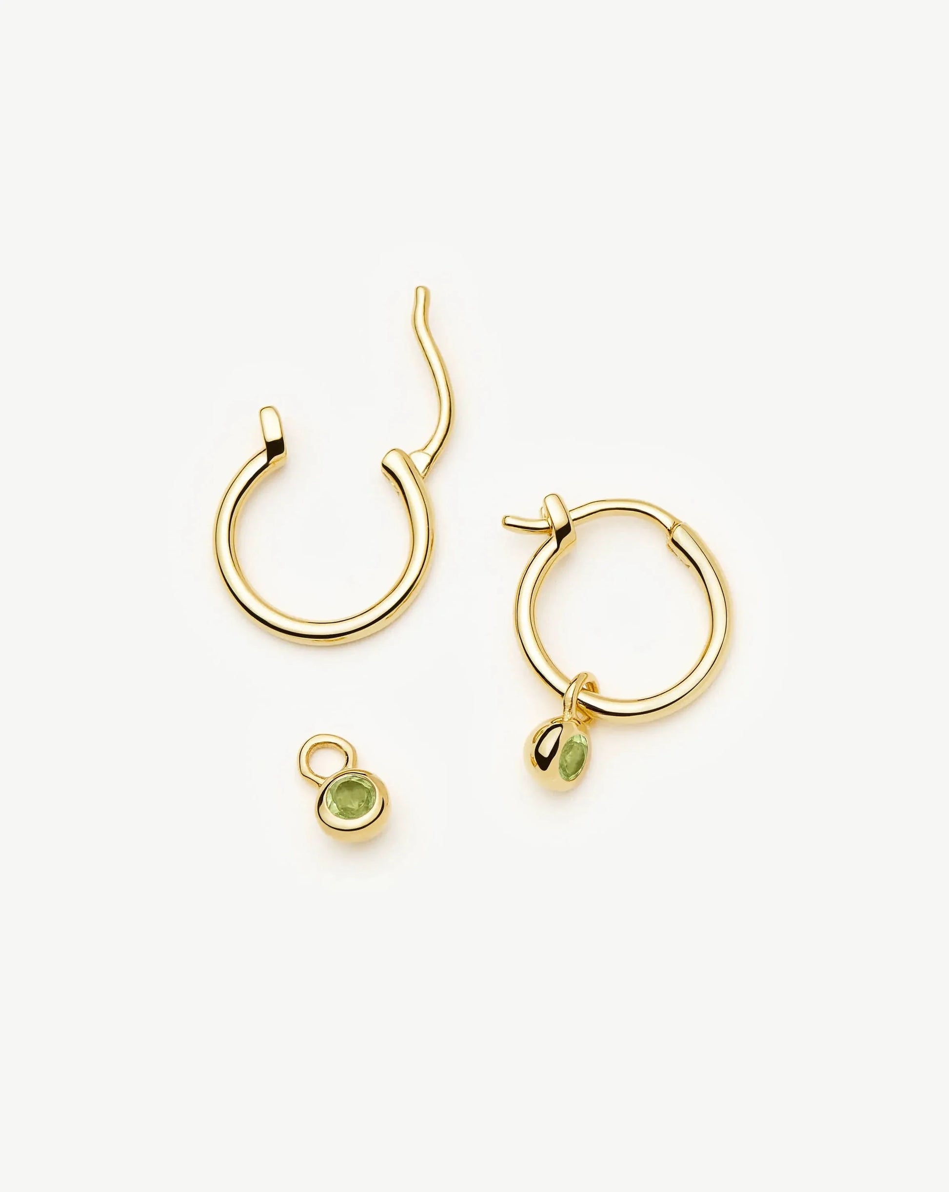 August Birthstone Mini Charm Hoop Earrings | 18ct Gold Vermeil/Peridot Earrings Missoma 