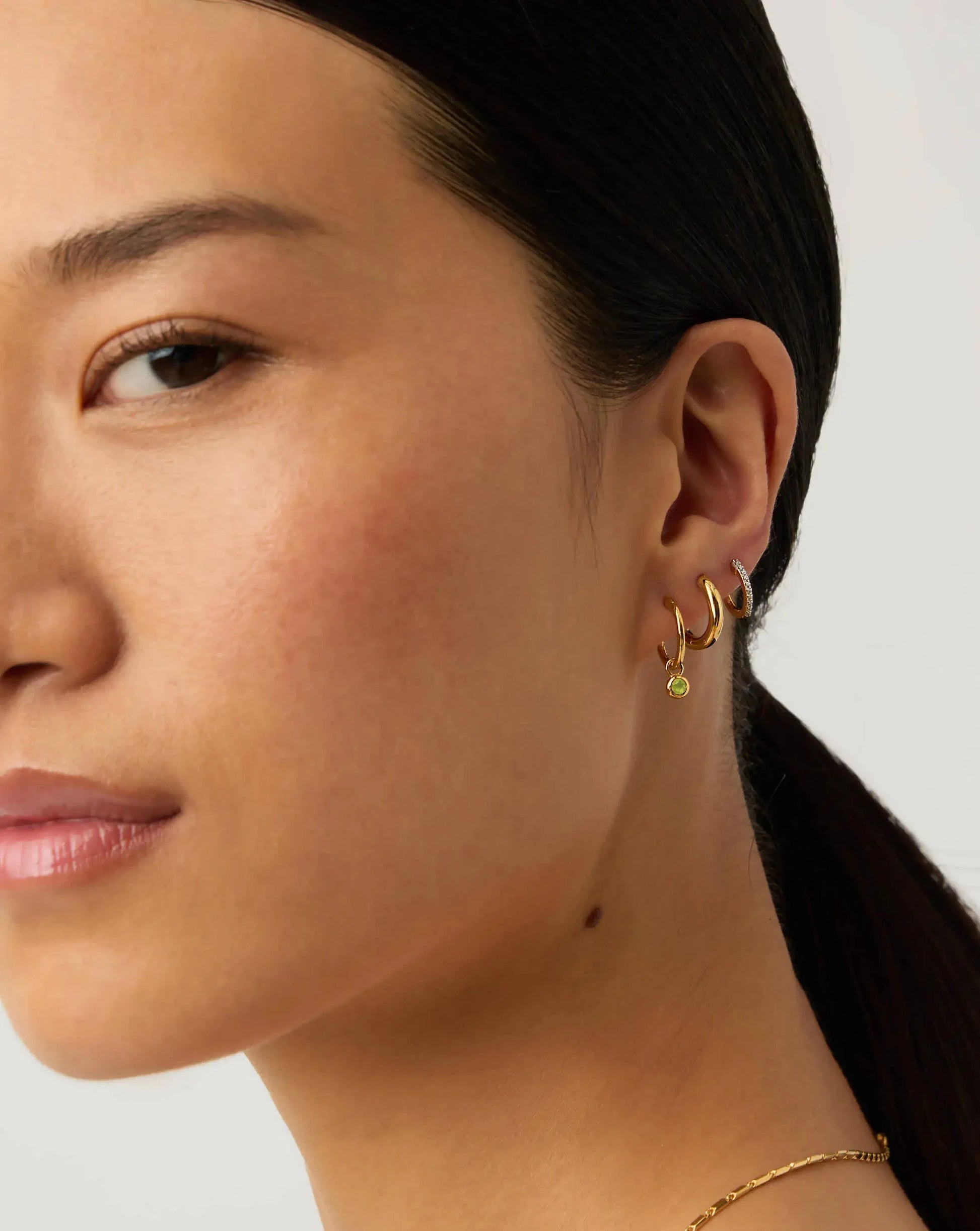 August Birthstone Mini Charm Hoop Earrings | 18ct Gold Vermeil/Peridot Earrings Missoma 