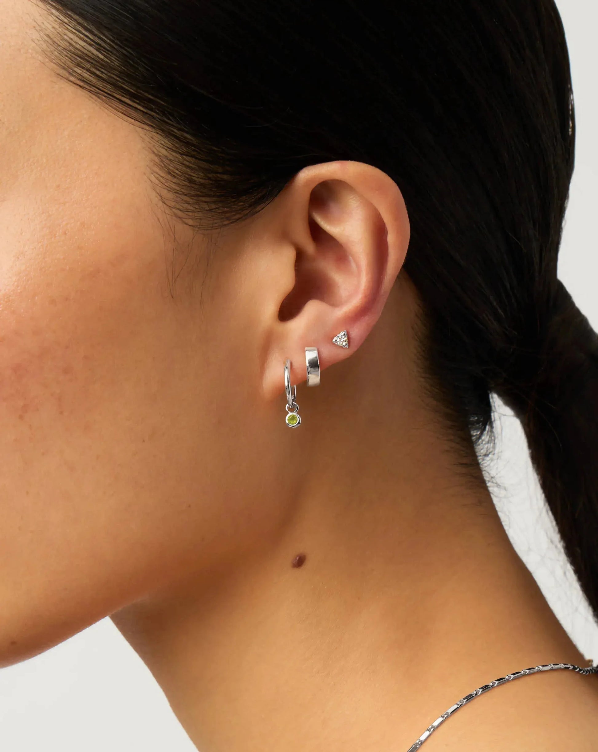 August Birthstone Mini Charm Hoop Earrings | Sterling Silver/Peridot Earrings Missoma 