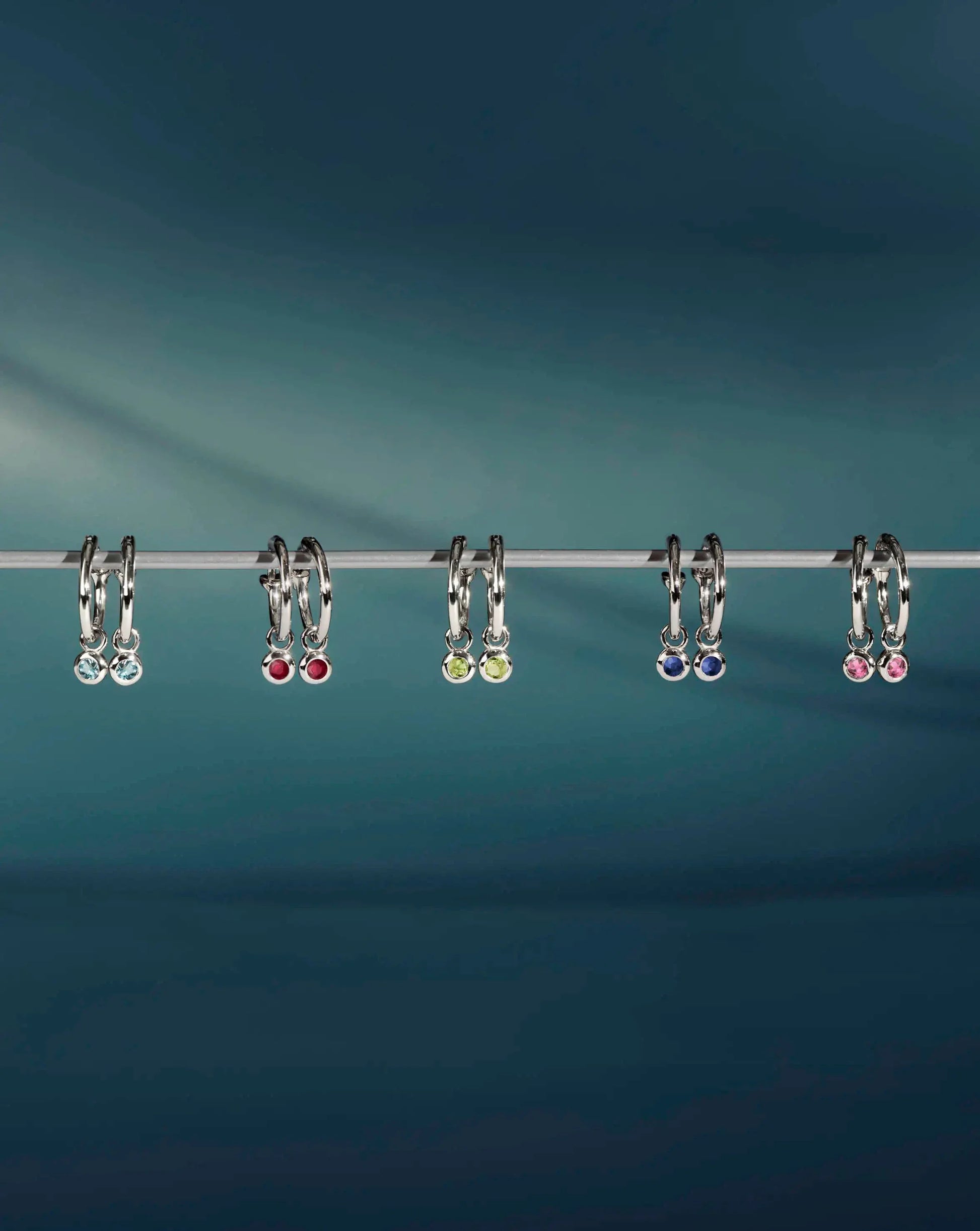 August Birthstone Mini Charm Hoop Earrings | Sterling Silver/Peridot Earrings Missoma 