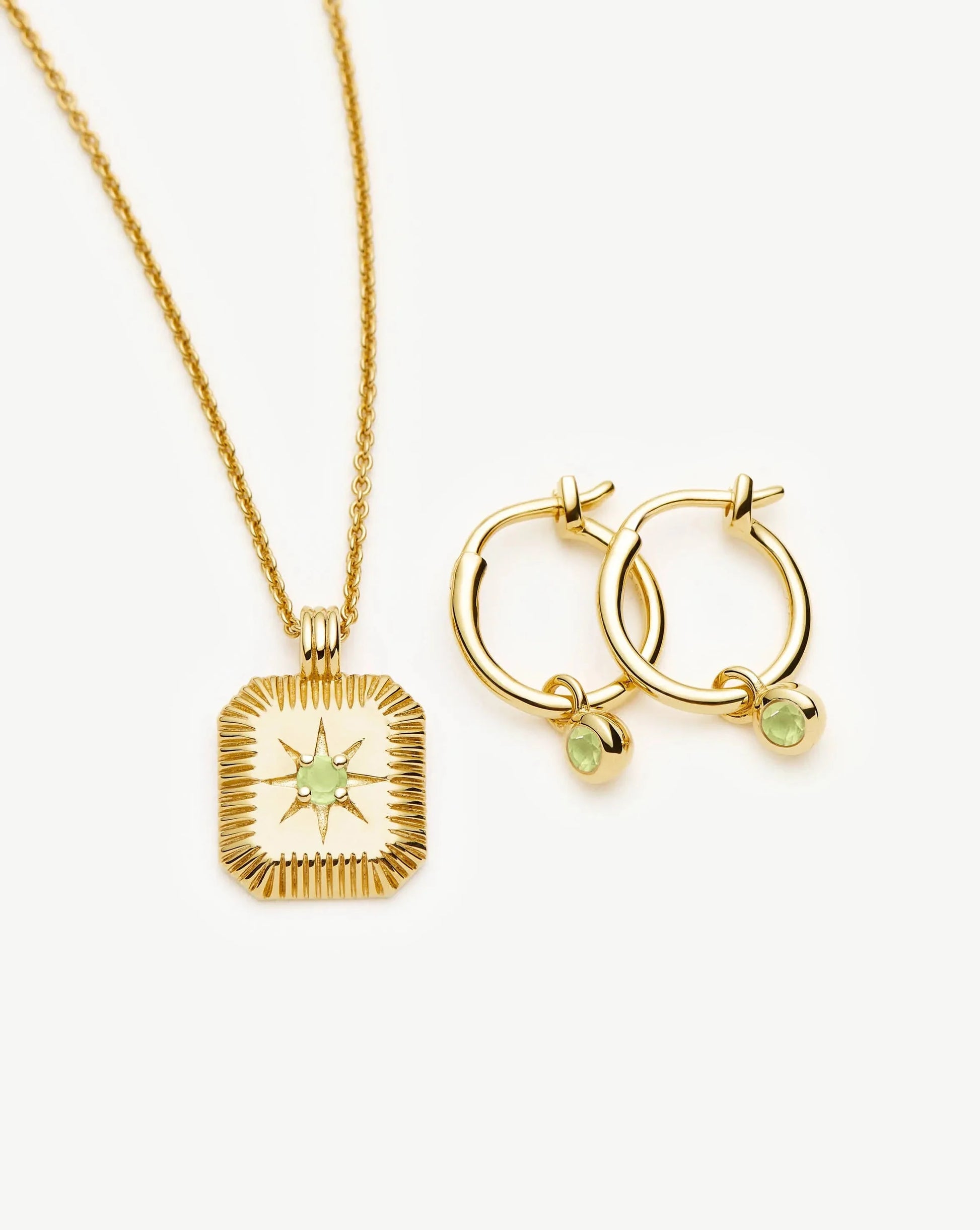 August Birthstone Necklace & Charm Earrings Set | 18ct Gold Vermeil/Peridot Necklaces Missoma 