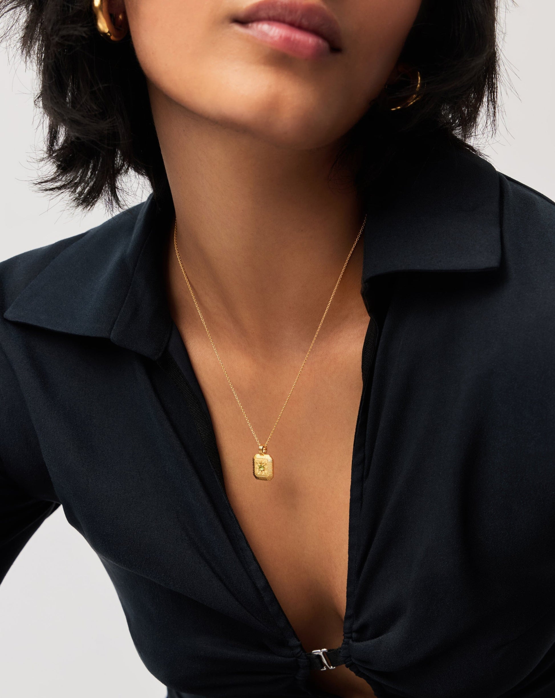 August Birthstone Necklace & Charm Earrings Set | 18ct Gold Vermeil/Peridot Necklaces Missoma 