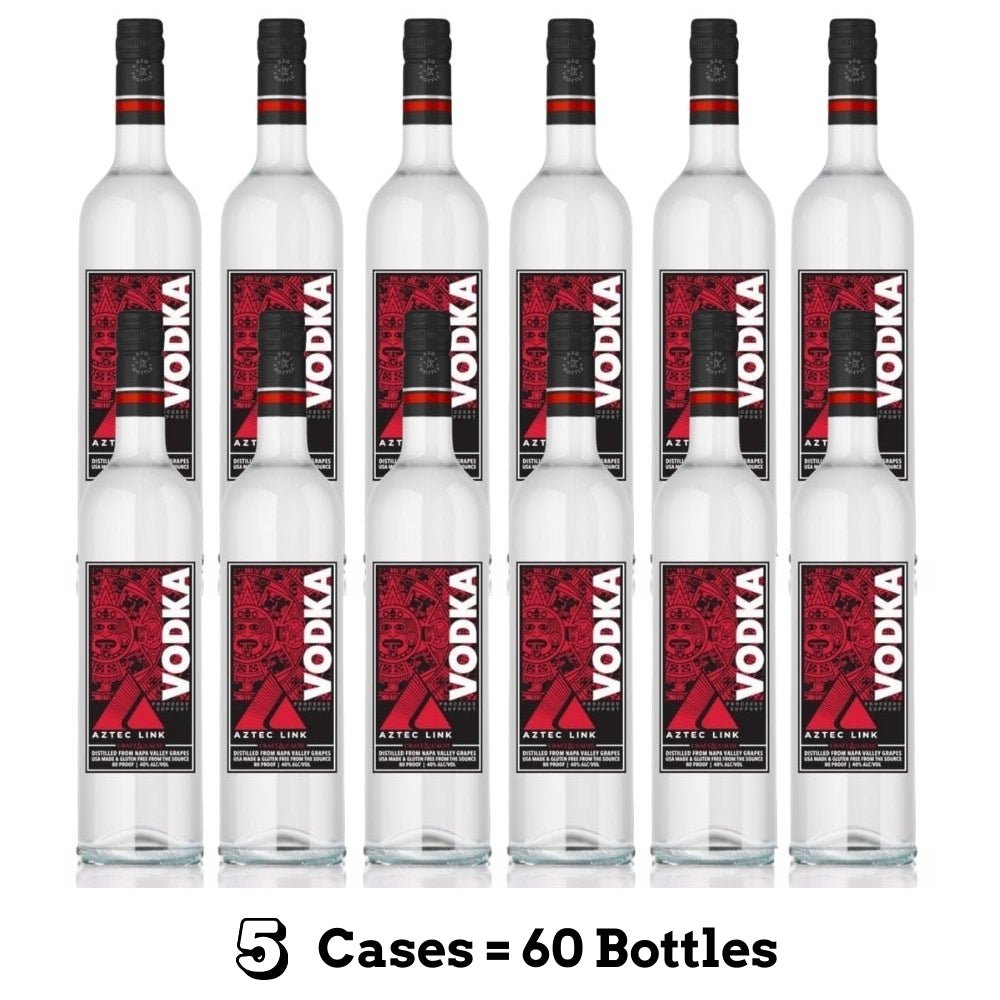 Aztec Link Vodka – 5 Case (750ml x 60 Bottles) + Signed by Head Football Coach