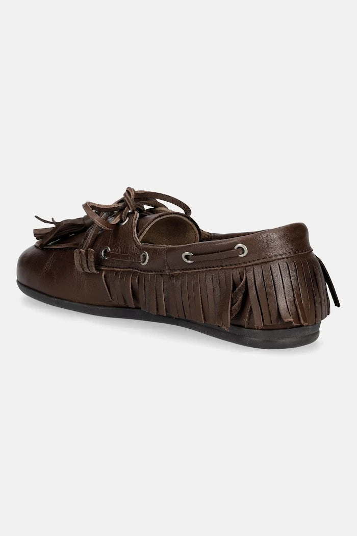 Posa Kadın Süet Mokasen Boat Loafer Native Tassel