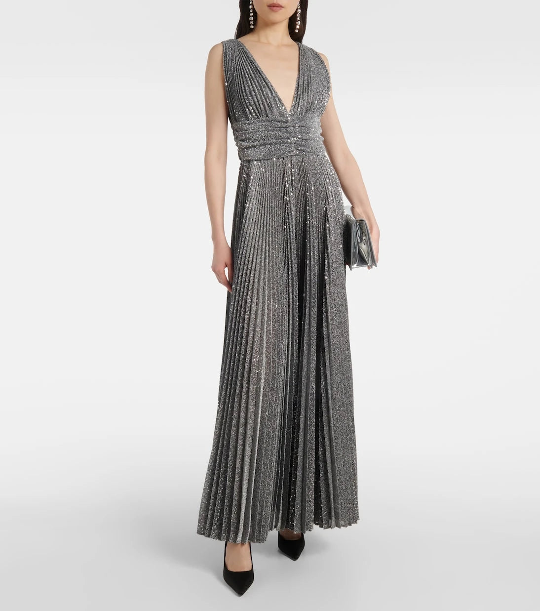 Dolce&Gabbana - Metallic plissé cocktail dress