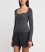 Maje Black Wool-Blend Ribbed Top