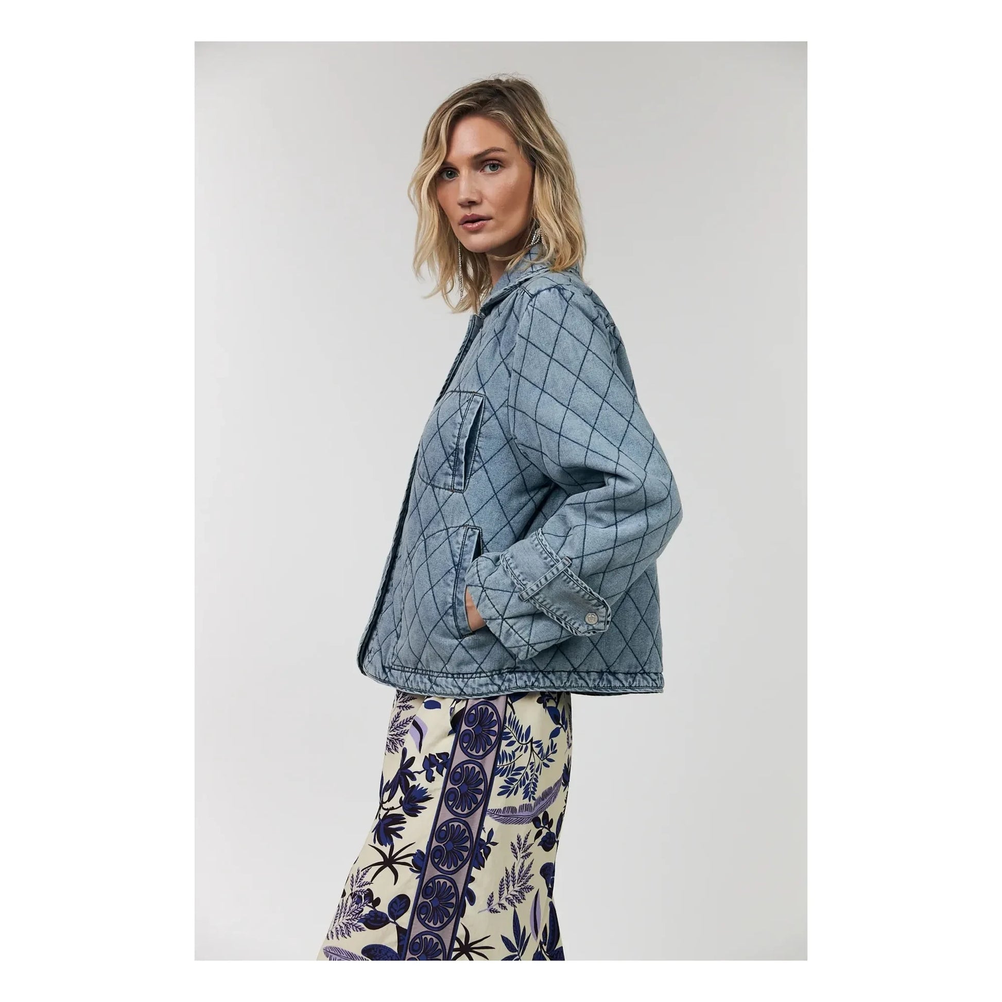 Lollys Laundry - Viola Quilted Cotton Jacket | Denim blue