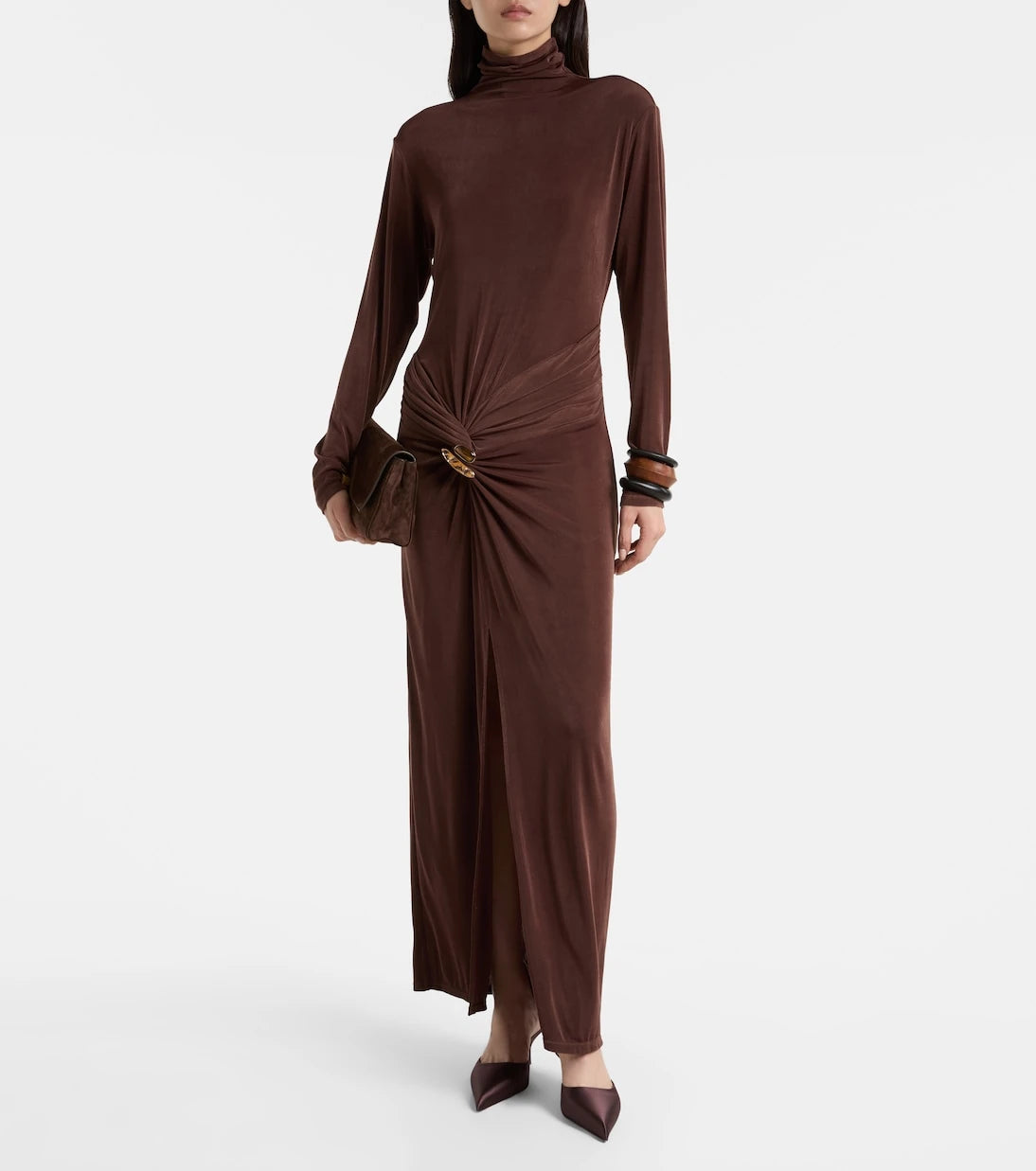 Xu Zhi - Gathered turtleneck maxi dress