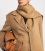 Sandro Paris Beige Wool Scarf-Detail Coat