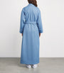 Blue Merino Wool Herringbone Dressing Gown